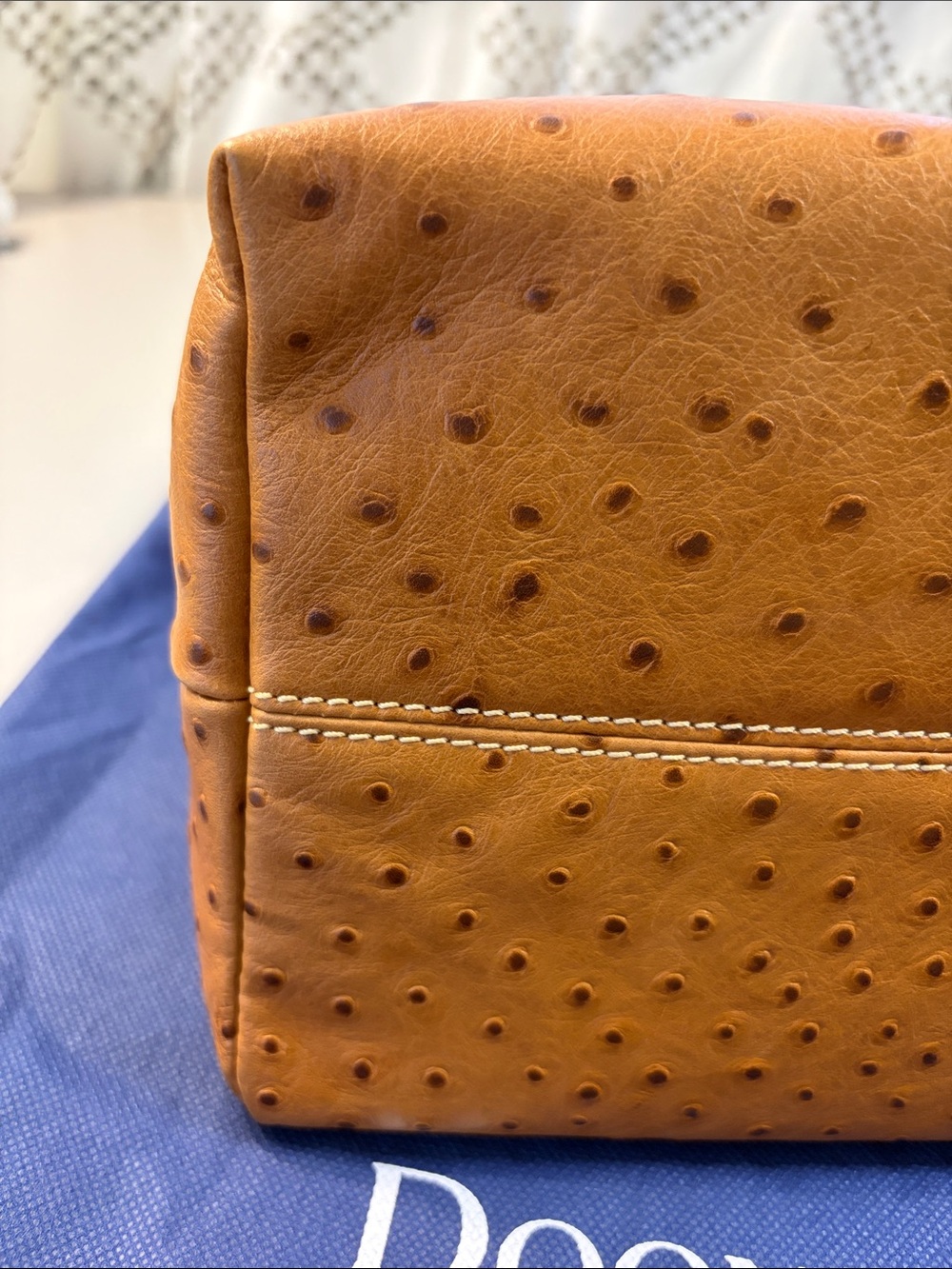 Dooney & Bourke Vintage Tan Ostrich-Embossed Leather Hobo Bag - Picture 5 of 11